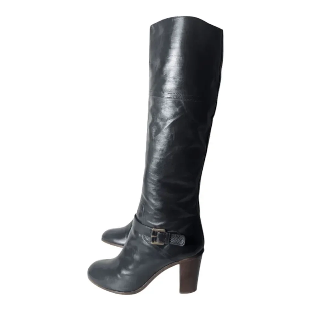 COLISE'E DE SACHA Italian Made Black Leather Over The Knee  Boot Size 38